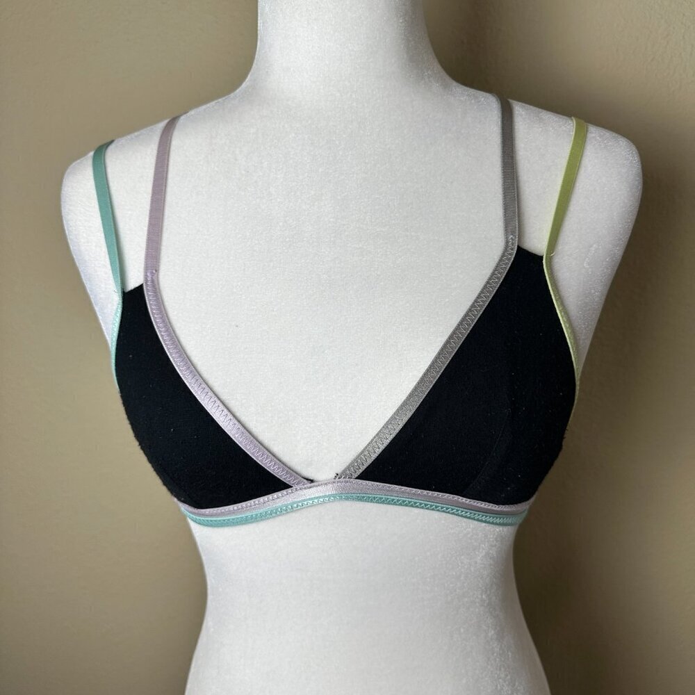 INTIMATELY FREE PEOPLE Black & Multi Colored Strappy Bra Bralette Top Size XS - Picture 2 of 9
